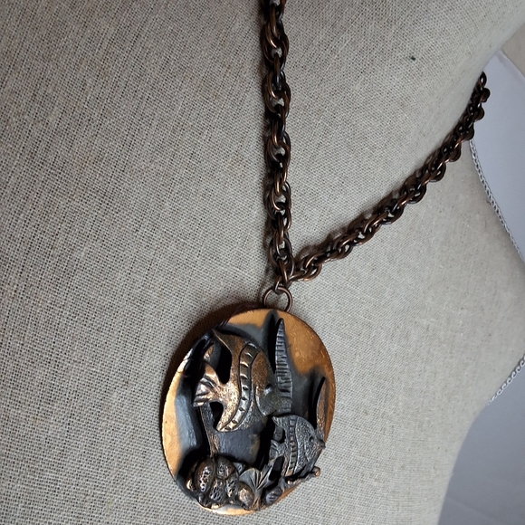 Rare Unsigned 40- 50s Rebajes Sculptural Fish Pendant Necklace - Picture 4 of 12